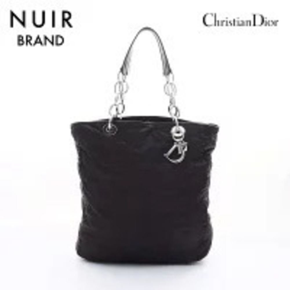 Christian Dior Cannage Chain Tote Bag Black